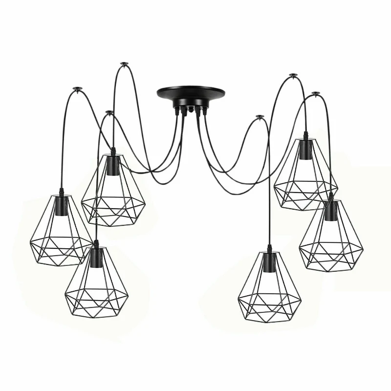 Industrial Spinnen Käfig Kronleuchter E27 Schwarz 2m kabel ~1887