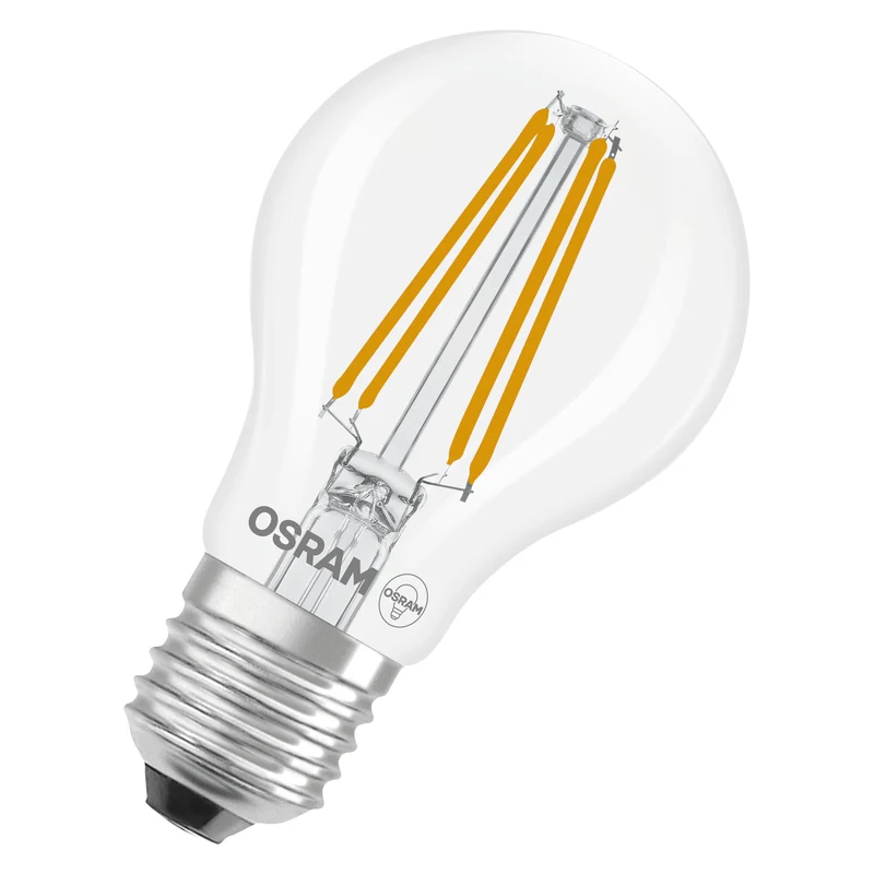 OSRAM LED LAMPS ENERGY CLASS A ENERGY EFFICIENCY FILAMENT CLASSIC A in A-Form, LED-Lampe, Bleifreies Glas, Klar, 3,8 W, 806 lm, Warmweiß, Energieeffizienzklasse: A, 2er