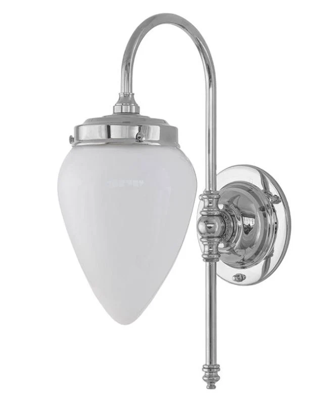 Vägglampa - Blomberg 80 nickel, opalvit droppe
