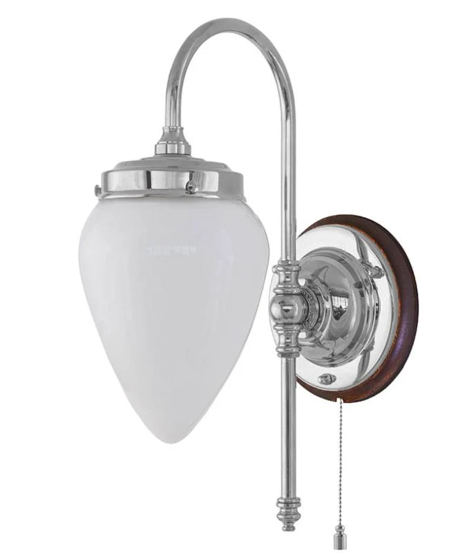 Vägglampa - Blomberg 80 nickel, opalvit droppe