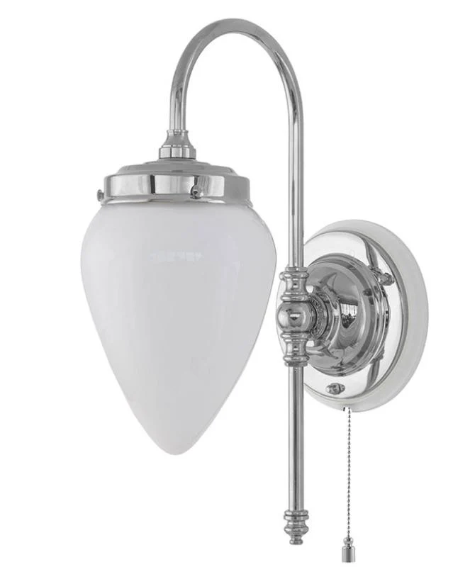 Vägglampa - Blomberg 80 nickel, opalvit droppe