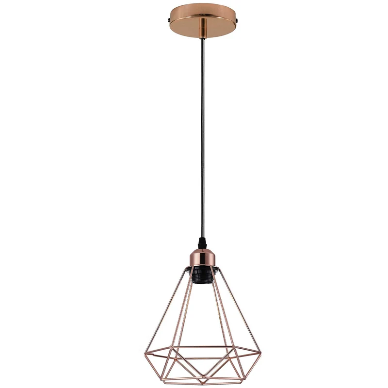 Industrielle Vintage Loft Rose Gold Diamantform Kronleuchter Deckenpendelleuchte Lampe~1995