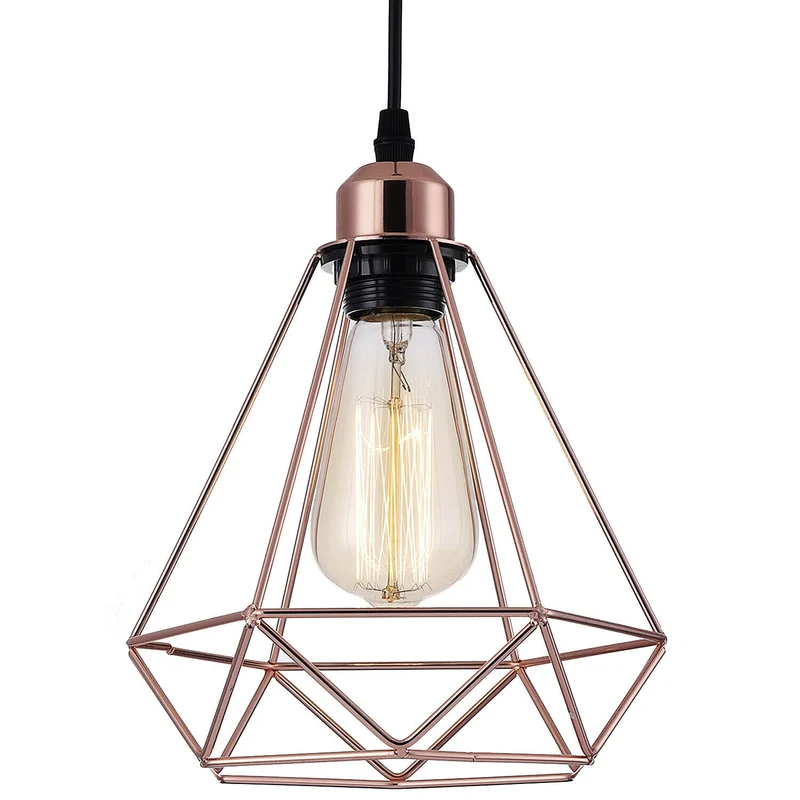 Industrielle Vintage Loft Rose Gold Diamantform Kronleuchter Deckenpendelleuchte Lampe~1995