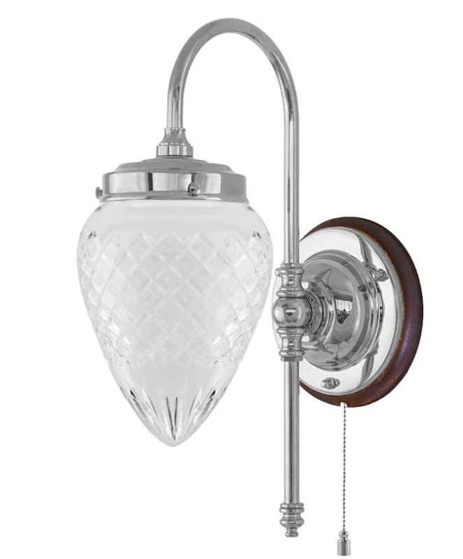 Vägglampa - Blomberg 80 nickel, klarglas droppe