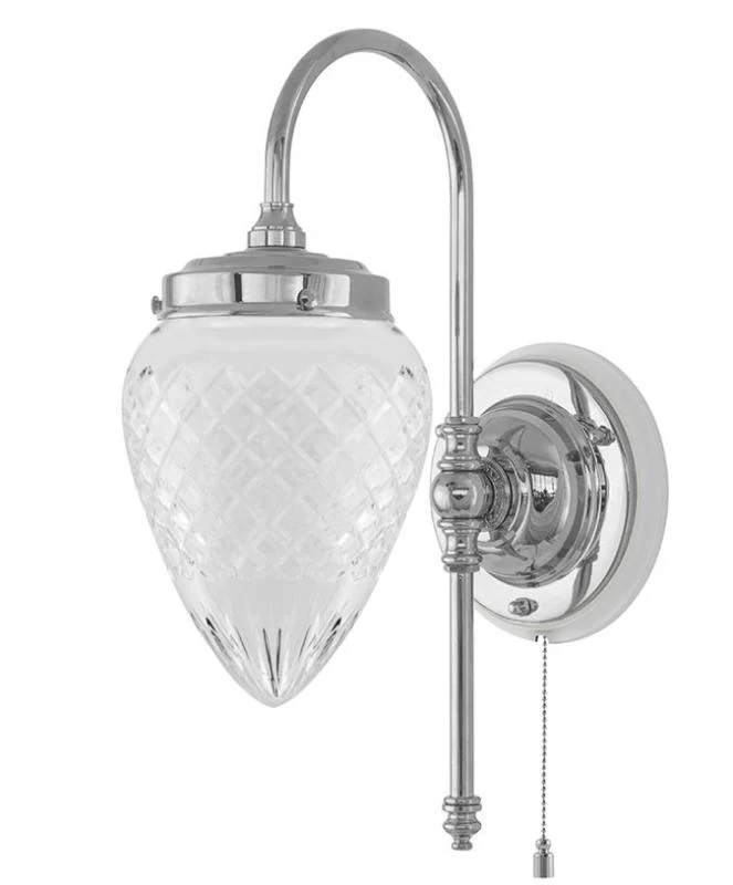 Vägglampa - Blomberg 80 nickel, klarglas droppe