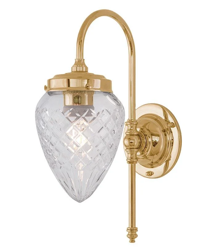 Vägglampa - Blomberg 80 mässing, droppe klarglas