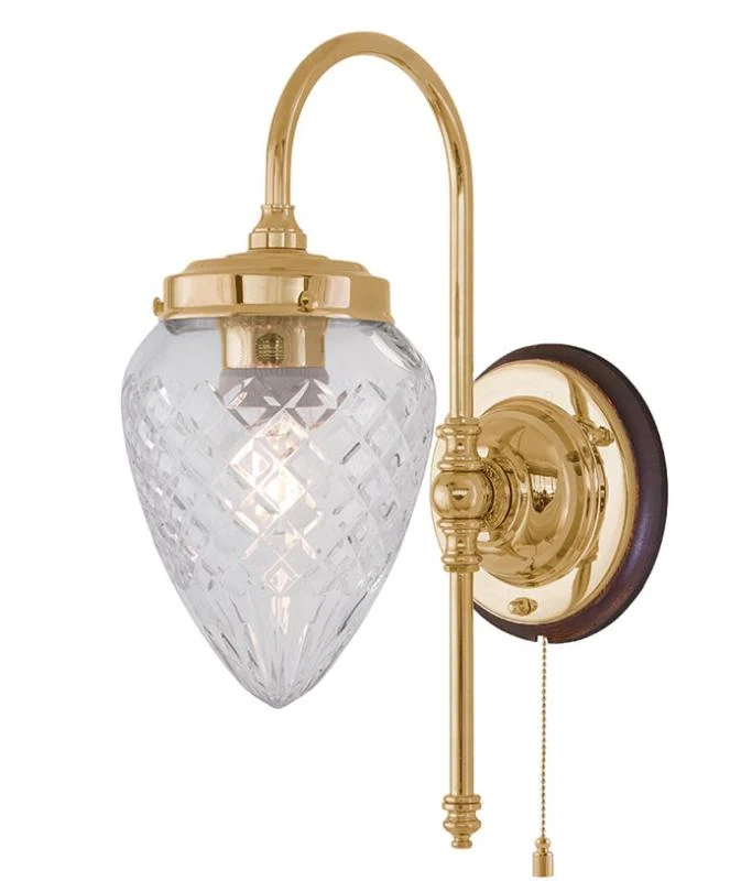 Vägglampa - Blomberg 80 mässing, droppe klarglas