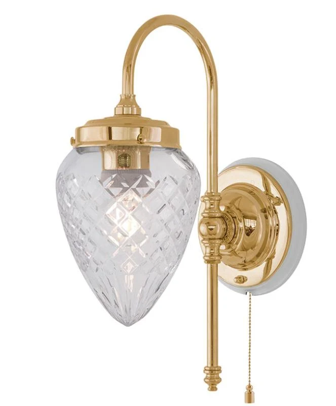 Vägglampa - Blomberg 80 mässing, droppe klarglas