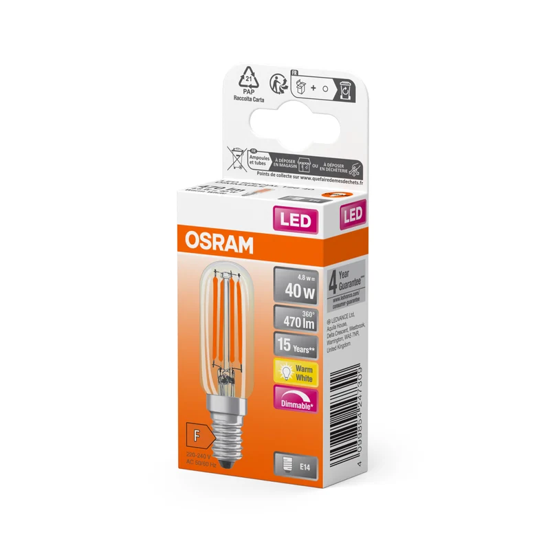 OSRAM LED Special Lampe Klar, 4.8W, 470lm, E14 , Warmweiß
