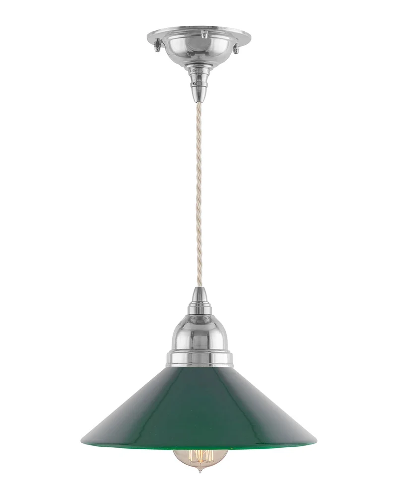 Taklampa - Byström sladdpendel 60 nickel, grön skärm