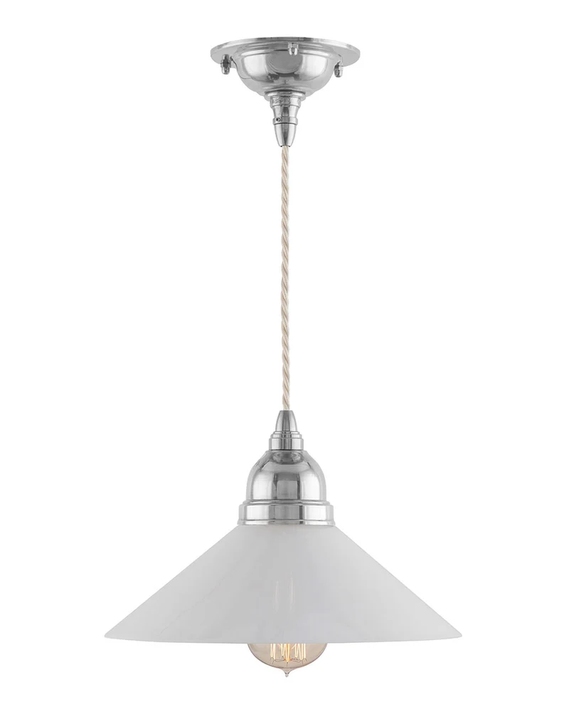 Taklampa - Byström sladdpendel 60 nickel, vit skärm
