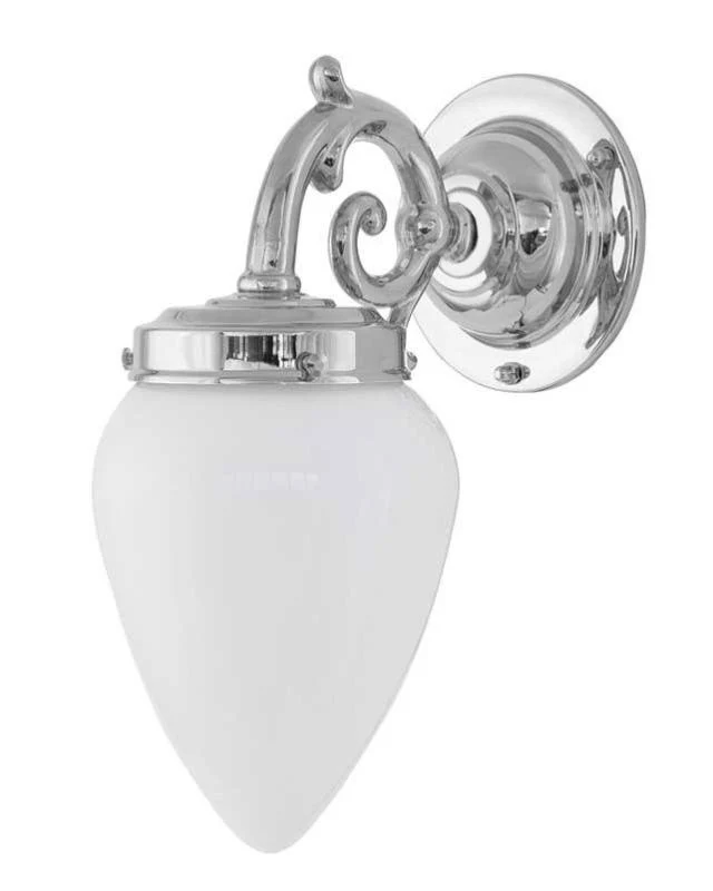 Badrumslampa - Topelius nickel, opalvit droppe
