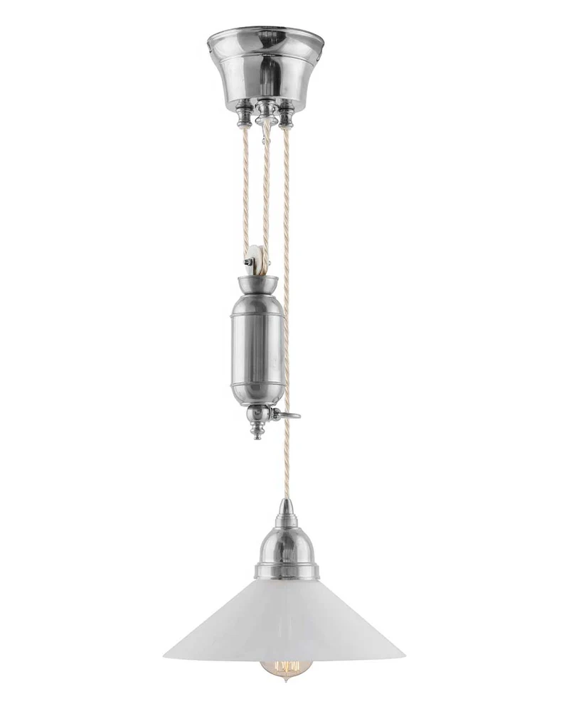 Taklampa - Skomakarhiss nickel, vit skärm 25 cm