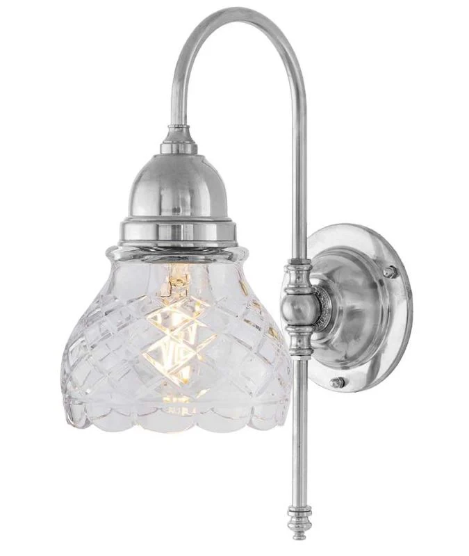 Vägglampa - Ahlström nickel, slipat klarglas