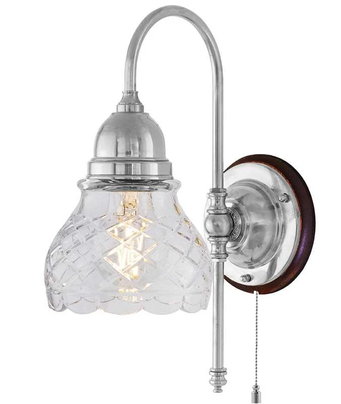 Vägglampa - Ahlström nickel, slipat klarglas