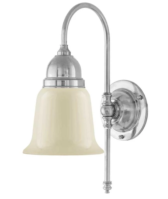 Vägglampa - Ahlström nickel, benvit klocka