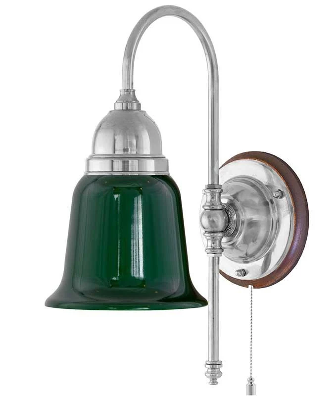 Vägglampa - Ahlström nickel, grön klocka