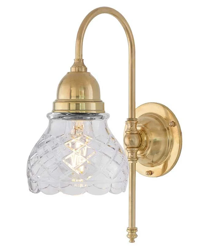 Vägglampa - Ahlström mässing, slipat klarglas