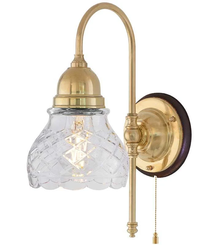 Vägglampa - Ahlström mässing, slipat klarglas
