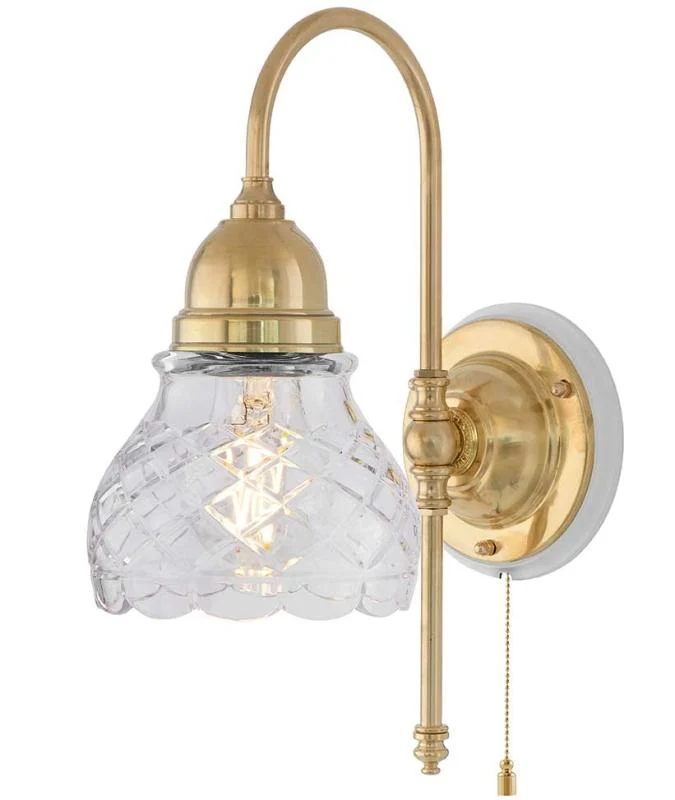 Vägglampa - Ahlström mässing, slipat klarglas