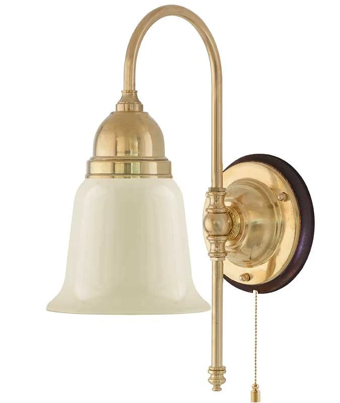 Vägglampa - Ahlström mässing, benvit klocka