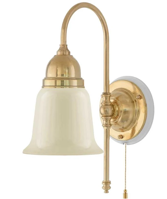Vägglampa - Ahlström mässing, benvit klocka