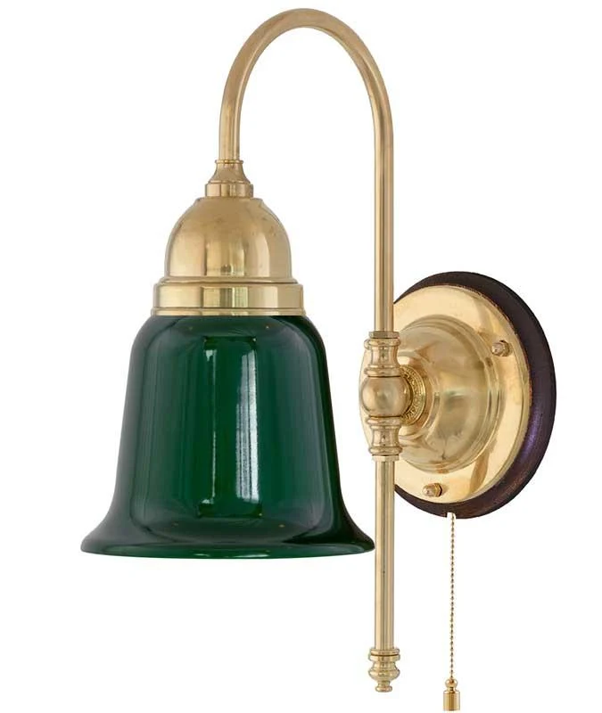 Vägglampa - Ahlström mässing, grön klocka