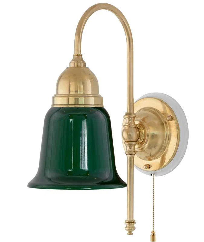 Vägglampa - Ahlström mässing, grön klocka