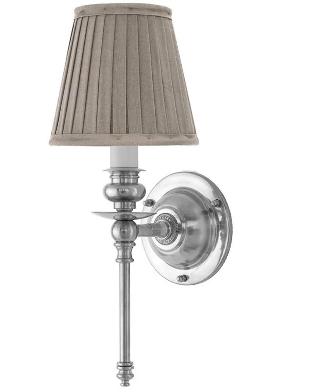 Vägglampa - Ribbing nickel, beige skärm