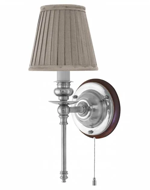 Vägglampa - Ribbing nickel, beige skärm