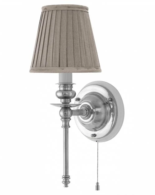 Vägglampa - Ribbing nickel, beige skärm