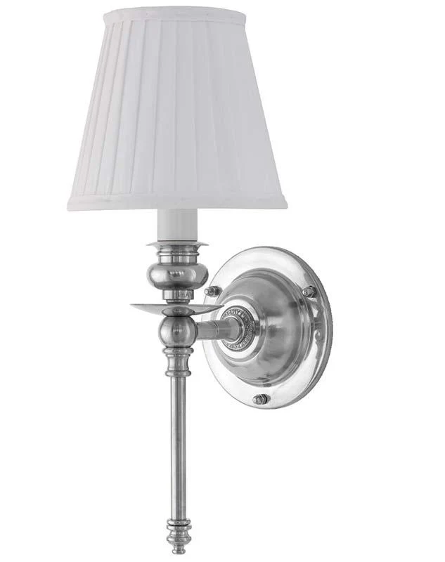 Vägglampa - Ribbing nickel, vit skärm
