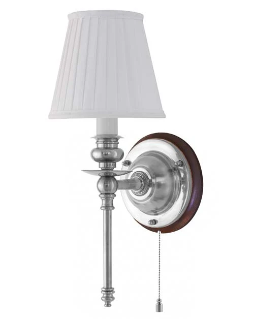 Vägglampa - Ribbing nickel, vit skärm