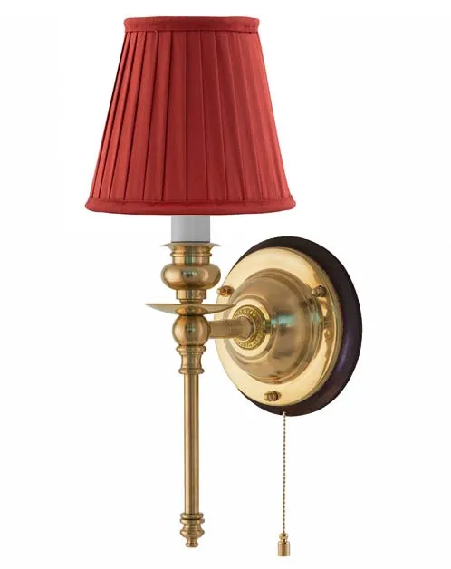 Vägglampa - Ribbing mässing, röd skärm