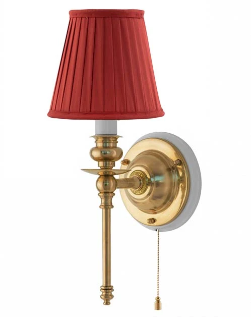 Vägglampa - Ribbing mässing, röd skärm