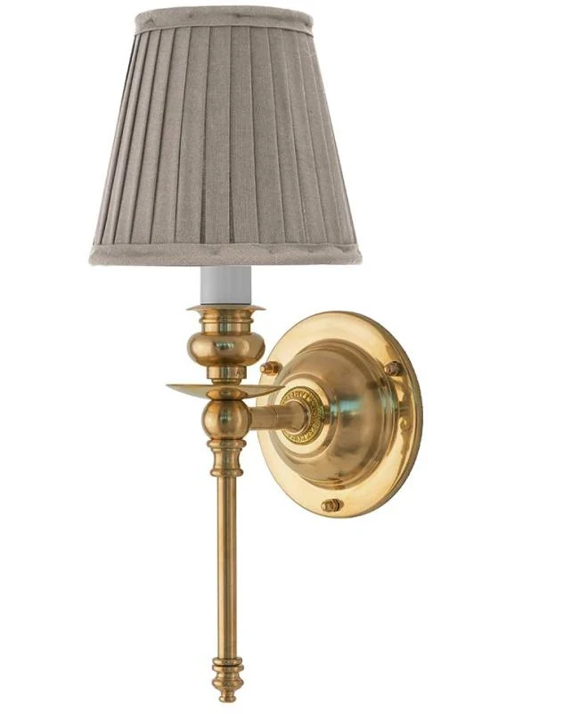 Vägglampa - Ribbing mässing, beige skärm
