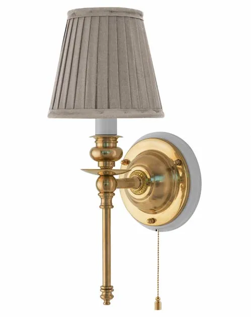 Vägglampa - Ribbing mässing, beige skärm