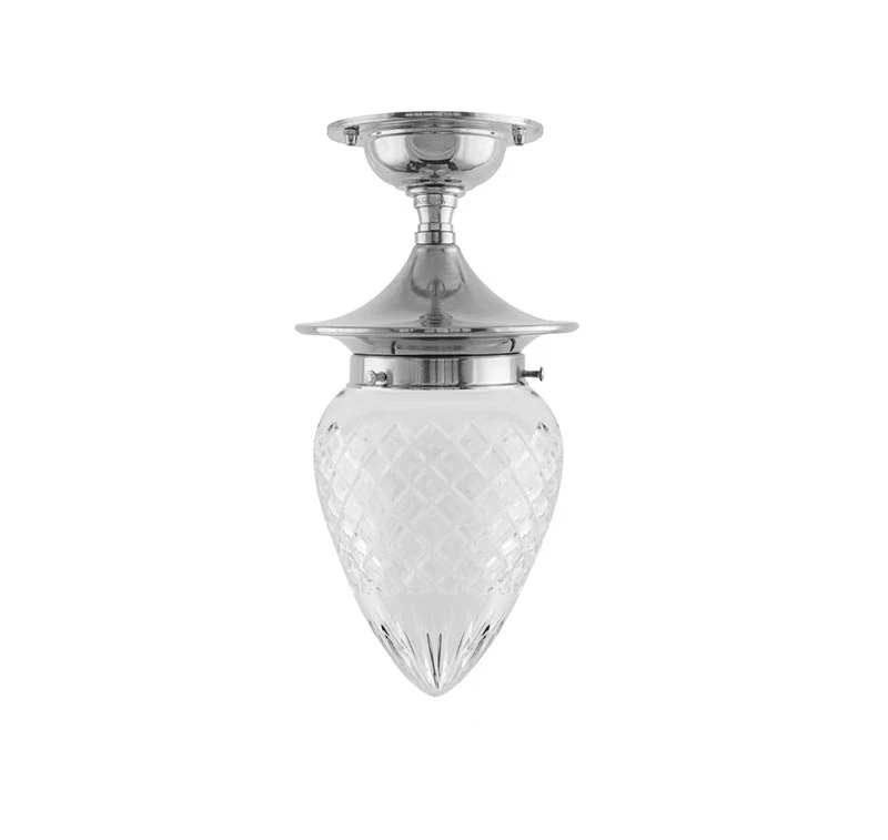 Taklampa - Dahlberg 80 nickel, klarglas droppe