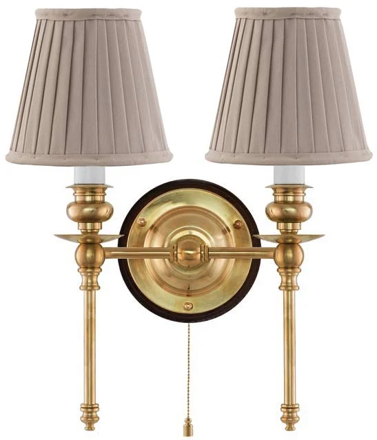 Vägglampa - Wivallius mässing, beige tygskärm
