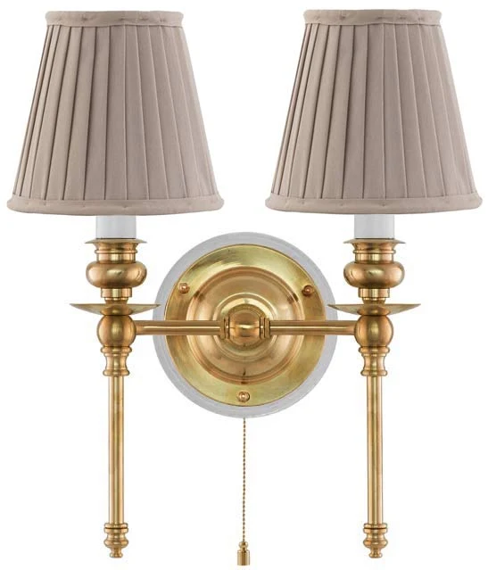 Vägglampa - Wivallius mässing, beige tygskärm