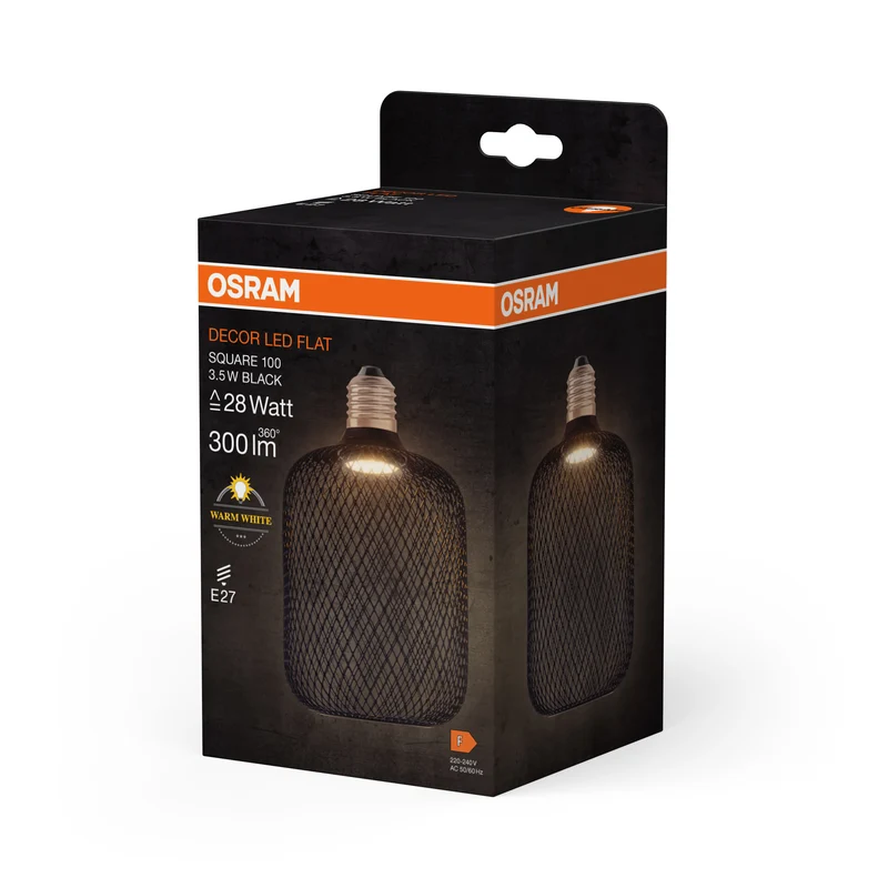 OSRAM DECOR LED Flatlampe Lampe Schwarz, 3.5W, Frosted, 100mm , Warmweiß , E27