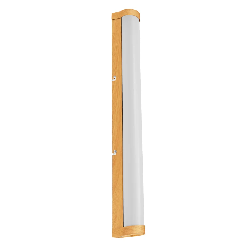 LEDVANCE ORBIS Tube LED-Spiegel-/Wandleuchte, gefrostetes Glas/Holzdekor, 12W, 1200lm, dimmbar, 3000/4000K über Wandschalter einstellbar, 60cm Durchmesser, IP44 Schutz vor Fremdkörpern/Spritzwasser