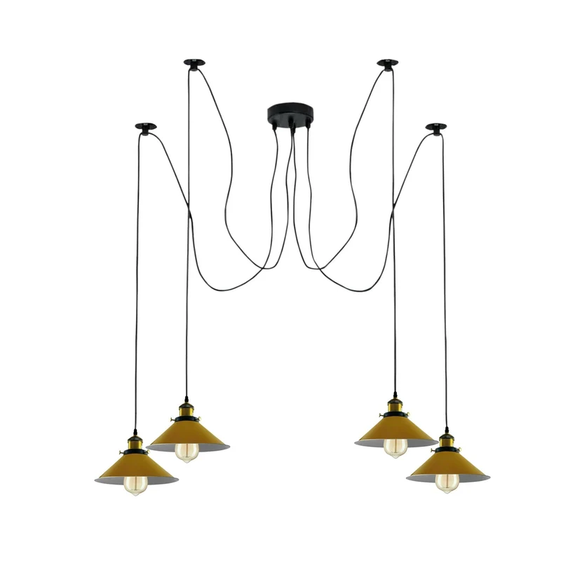 Retro Spinnenleuchter in Gelb kreatives Lichtdesign mit 2m Kabel ~1884