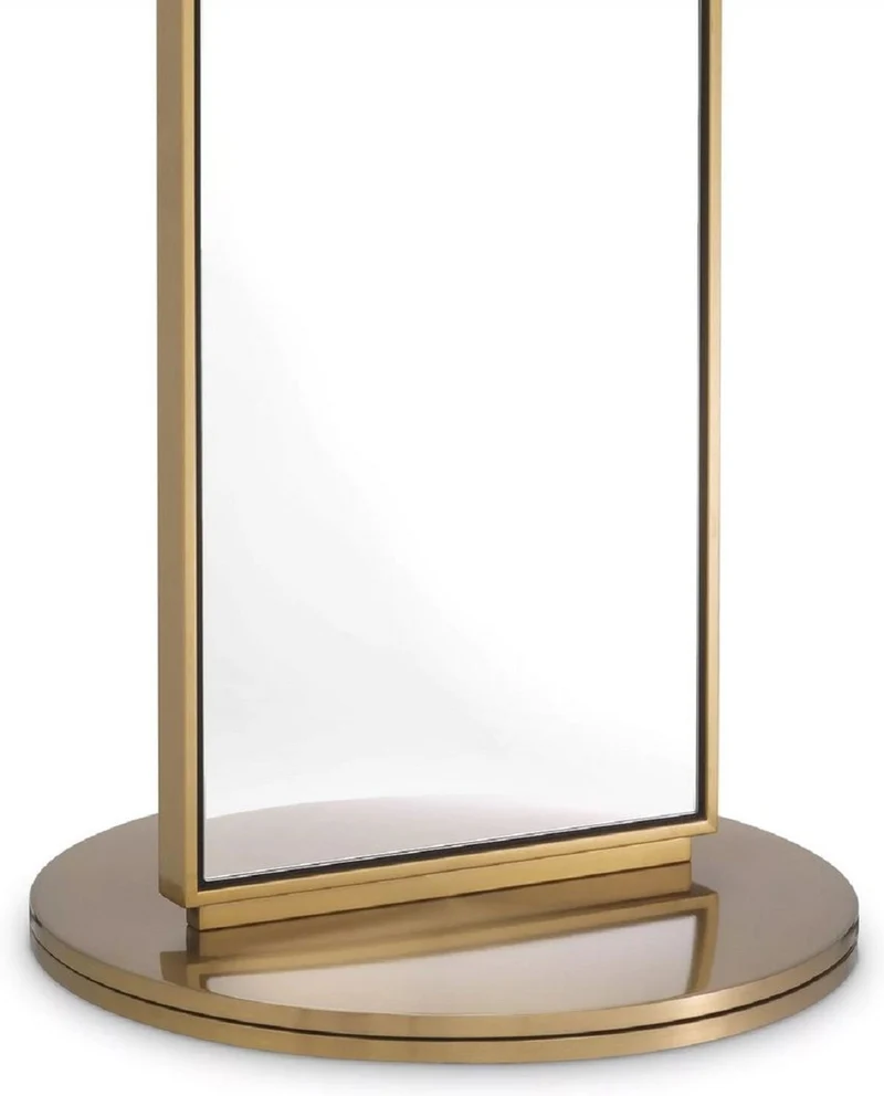 Casa Padrino Luxus Standspiegel Messing 43 x 39 x H. 159 cm - Freistehender Edelstahl Standspiegel - Schlafzimmer Spiegel - Schlafzimmer Möbel - Luxus Qualität