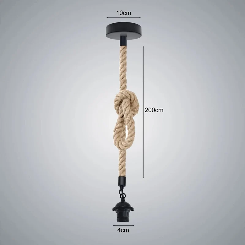 E27 Lampenfassung mit Kabel Hanfseil für Pendelleuchte~1813
