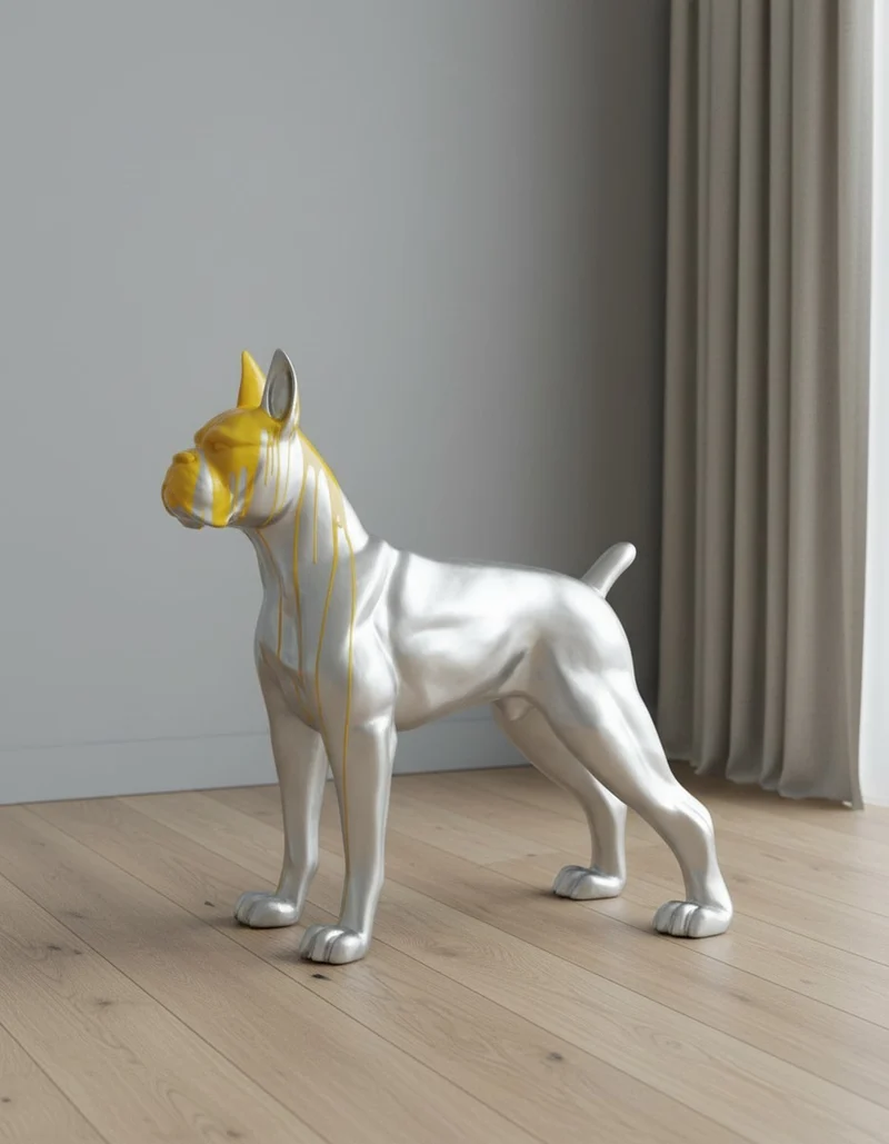 Casa Padrino Luxus Deko Skulptur Hund Riesenboxer H. 180 cm - Riesige Gartenskulptur - Lebensgroße Skulptur - XXL Deko Skulptur - XXL Deko Figur