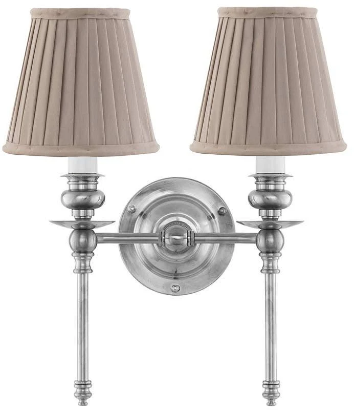 Vägglampa - Wivallius nickel, beige tygskärm