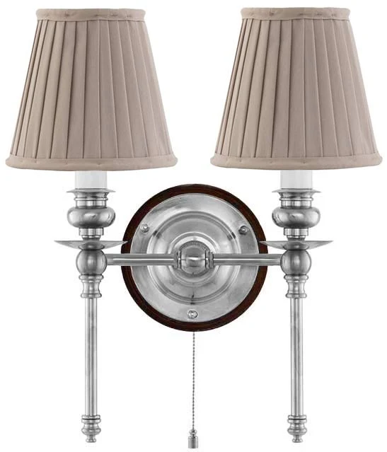 Vägglampa - Wivallius nickel, beige tygskärm