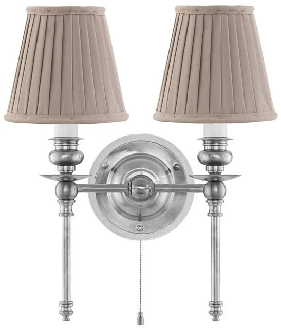 Vägglampa - Wivallius nickel, beige tygskärm