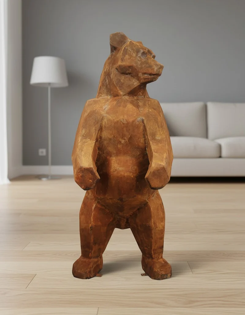 Casa Padrino Luxus Deko Skulptur Bär Kopie Des Großen Stehenden Facettierten H. 190 cm - Riesige Gartenskulptur - Lebensgroße Skulptur - XXL Deko Skulptur - XXL Deko Figur